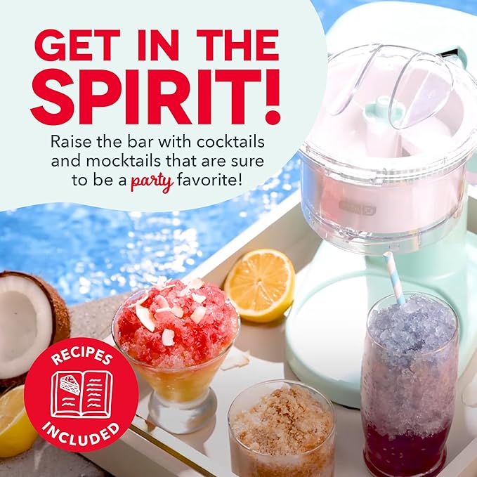 Dash Shaved Ice Maker - Frozen Dessert Maker for Snow Cones, Slushies, Cocktails & More - Easy to Use & Clean - Space-Saving Design - Aqua