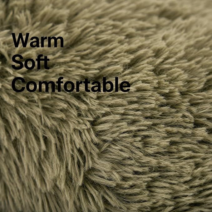 Tiny Dog Bed for Extra Small Dogs for Chihuahua Pomeranian Toy Poodle | 15 Inch Washable Puppy Bed,Soft Faux Fur Calming Donut Bed,Army Green