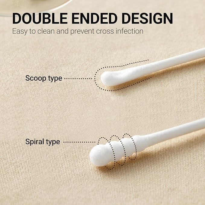 Baby Cotton Swabs 400 Count Double Pointed Cotton Swabs with Paper Stick for Newborn/Kids, 100% Organic Qtips Cotton Swabs for Ear Nose Clean & Makeup & Cleaning