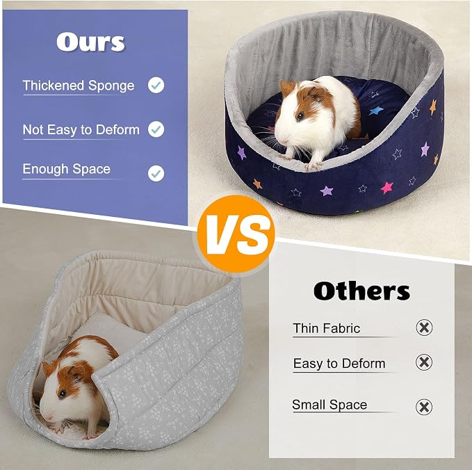 Glittme Soft Guinea Pig Bed, 11.8" Machine Washable Small Animal House Bed | Small Animal Hideout Features A Thick Removable Mat And Plush Fleece For A Cozy Resting Spot In Various Pet Cages