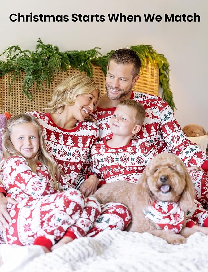 PATPAT Christmas Family Matching Pajama Sets Includes Christmas Socks - Perfect for Family Photos & Holiday Celebrations