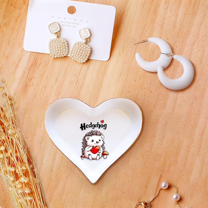 Hedgehog Ring Holder Dish Tray, Gifts For Women Teens Girls, Hedgehog Lovers Themed Stuff Accessories Things Decor Merch, Home Room Ring Earrings Necklace Organizer Holder!