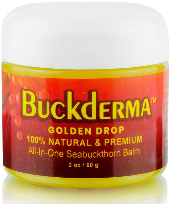 Beesaluxe Buckderma - 100% Natural All-In-One Seabuckthorn Balm - Facial Moisturizer, Oil Cleanser, Overnight Mask, Makeup Remover, Lip Balm, Hand Cream, Foot Butter and More