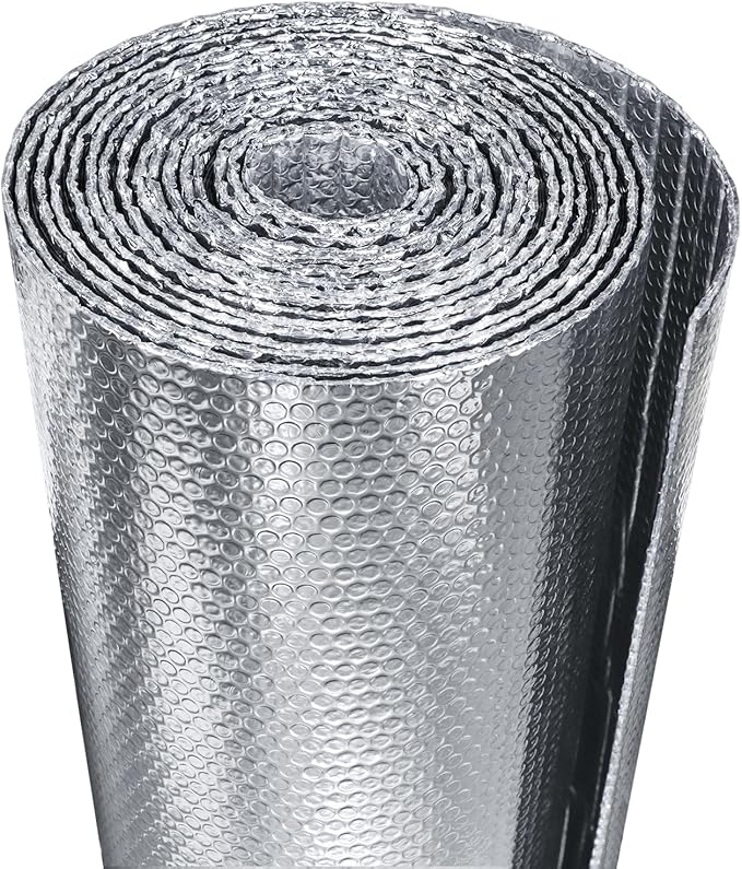 Window Insulation for Summer Heat,Bubble Reflective Insulation Roll 16" x 10 FT, Reflective Window Film Heat Blocker, Garage Insulation, RV Window Insulation.