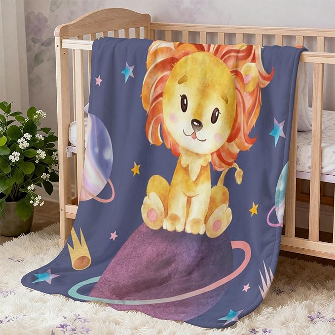 Blankets Personalized Baby Boy Lion, Baby Customized Blankets Newborn Baby Boy, Blankets for Baby Boys Newborn, Personalized Baby Blanket with Name, Lion Baby Blanket for Boys, 30"x40"
