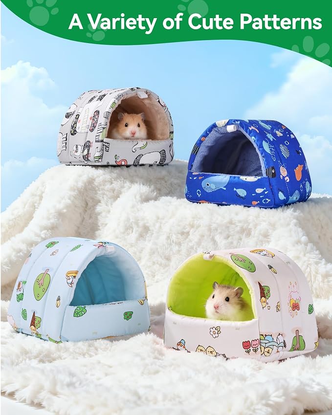 2 PCS Hamster Hideout,Washable Hamster Bed Hamster Bed Hut Hamster House, Small Animal Cage Accessories for Mouse Hedgehogs Ferrets Bearded Dragons and Rats