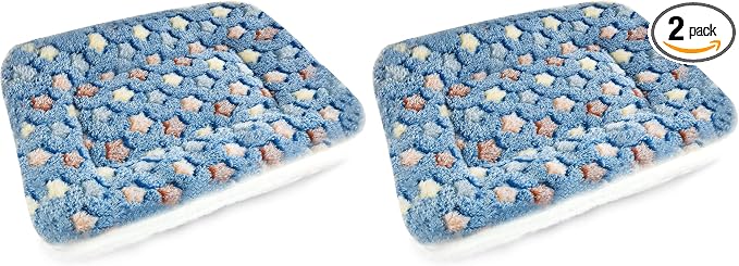 Small Animal Bed Mat, Soft & Warm, Suitable for Guinea Pig, Hamster, Rabbit, Rat and Bearded Dragon (X-Large(13.3''x9.4''), Star Blue) (Pack of 2)