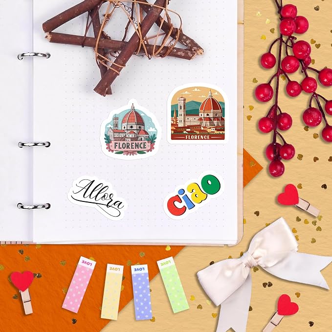 100Pcs Italy Stickers for Scrapbooking, for Luggage, for Water Bottle - Italian Stickers and Decals - Italy Party F avors - Gift for Women & Men
