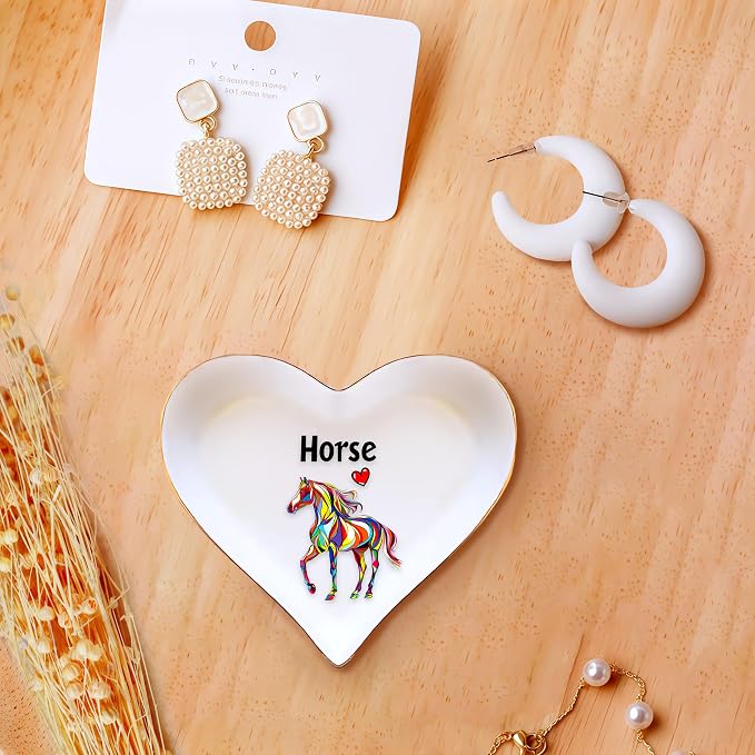 Horse Ring Holder Dish Tray, Gifts For Women Teens Girls, Horse Lovers Themed Stuff Accessories Things Decor Merch, Home Room Ring Earrings Necklace Organizer Holder!