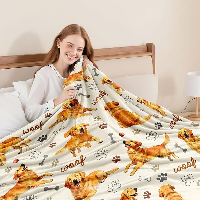 Golden Retriever Blanket Gifts for Girls Women Soft Flannel Golden Retriever Throw Blanket Merch Stuff for Room Decor 50"X40"