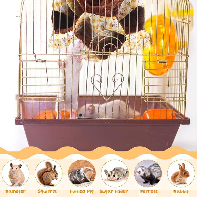 Weewooday 3 Pcs Rat Hammock 3 Tier Ferret Hammock Cage Hanging Bed Cage Accessories for Pet Guinea Pig Hamster Parrot Sugar Glider Ferrets Rat Chinchilla Playing Sleeping(Blue, Pink, Yellow)