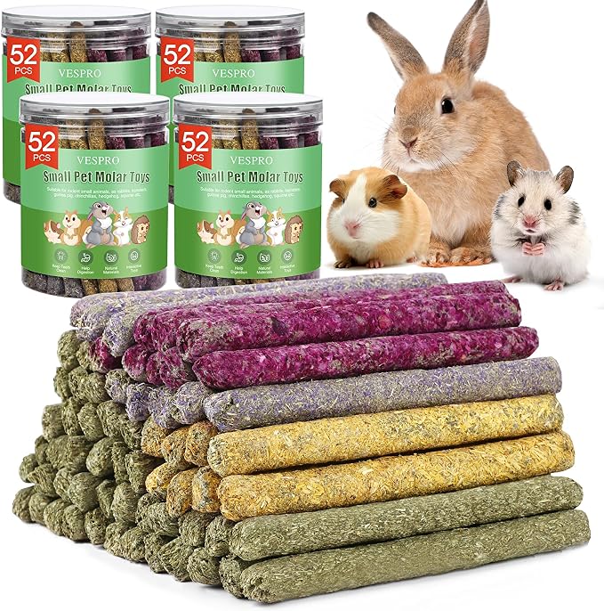 208Pcs Rabbit Chew Sticks, Guinea Pig Toys, Natural Timothy Hay Teeth Stick | Rabbit Bunny Chew Sticks Toys for Teeth Mixing Flowers, Roses, Calendula and Forget Me Not, Small Animals Treats