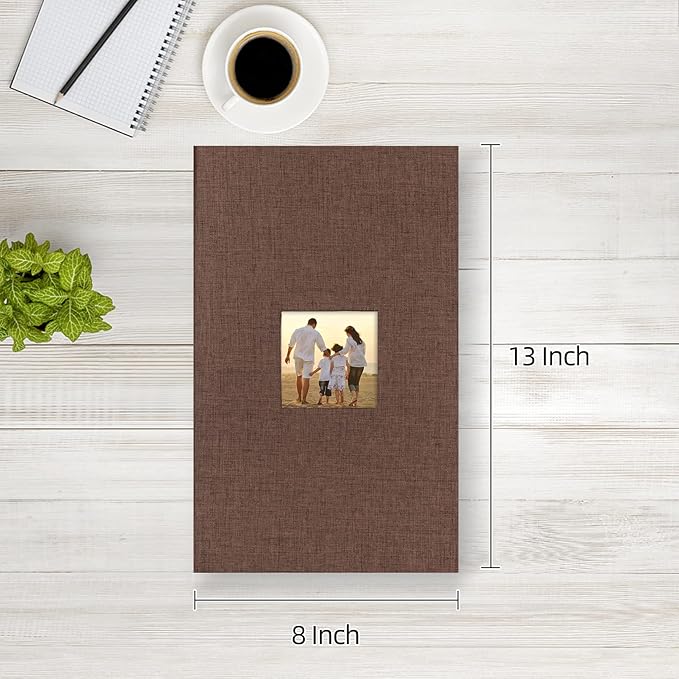 potricher Small Photo Album 4x6 300 Photos Linen Cover Picture Photo Book for Family Wedding Anniversary Baby Vacation (Brown,300 Pockets)