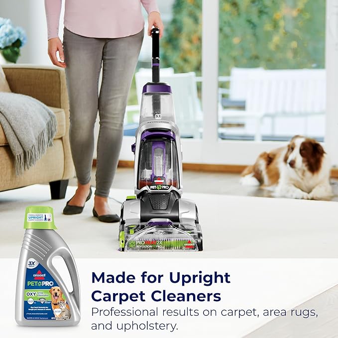 Bissell PET PRO OXY Urine Eliminator with Febreze Carpet Deep Clean Solution, with StainProtect Technology, for use in leading upright carpet cleaners, 48oz, Our best formula for pet messes & odors