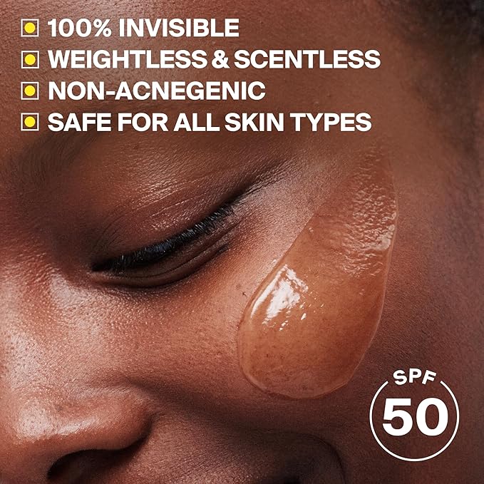 Supergoop! Unseen Sunscreen - SPF 50 - Clear & Invisible Face Sunscreen + Broad Spectrum + Makeup-Gripping Primer - Weightless, Scentless, Oil Free - For All Skin Types & Tones - 2.5 fl oz