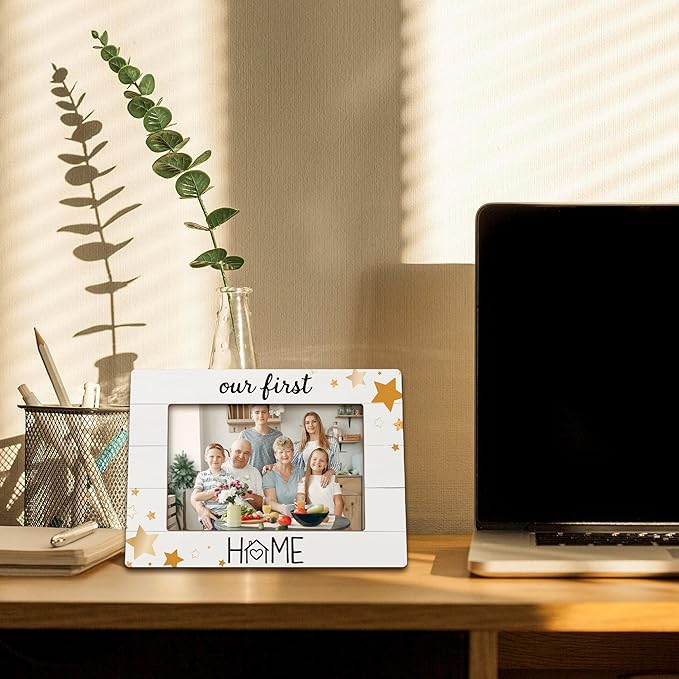 Family Picture Frames, House Warming Gifts New Home, Housewarming New Home Gifts Wooden Photo Frames, New Home Memories First Time Home Buyer GiftPicture Photo Frame for Desk Table 4X6 Photos