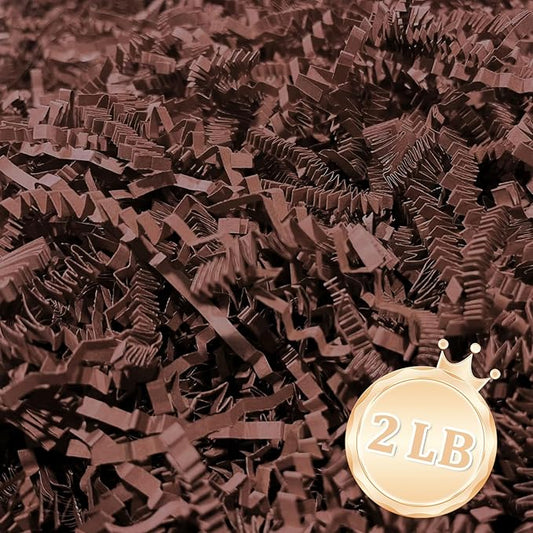 2 LB Brown Crinkle Cut Paper Shred Filler Great for Gift Wrapping, Deep Coffee Basket Fillers, Birthday, Gift Wrapping, Anniversary, Halloween Thanksgiving Christmas Party Decor Filling Supplies