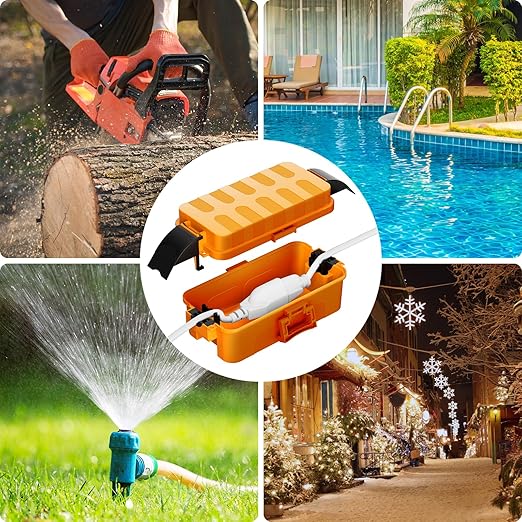 Flemoon [2 Pack] IP55 Small Outdoor Electrical Box Waterproof (Inner 5.9 x 3.2 x 1.8inch), Extension Cord Cover with Detachable Awning Covers for Plug, Outlet, Holiday Lights, Orange
