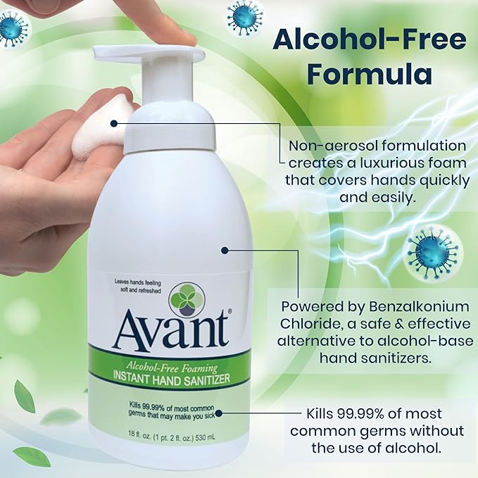 Avant® Alcohol Free Foaming Hand Sanitizer, 18oz Bottle, 6-Pack bulk refill