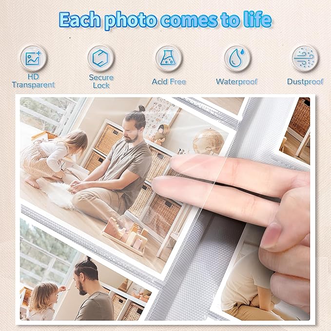 Photo Album 4x6 with 600 Pockets,Slip-in Picture Albums,Linen Cover Memory Book with Front Window,White Page Vertical Photo Book for Wedding,Family,Anniversare,Baby,Vacation