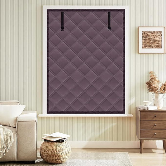 Winter Insulated Window Curtain 47"x63", Oxford Cloth Thermal Insulated Window Cover with Buckles,Heavy Duty Window Insulation Kit Fits Windows up to 46"x62",Brown Red
