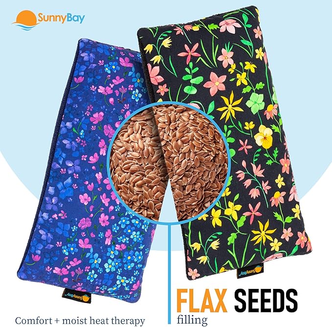 SunnyBay Small Microwave Heating Pad, Microwavable Versatile Cold/Heated Neck and Shoulder Wrap for Back Pain and More, Moist Heat Cotton-Fleece Pad, 6x11 Inches, Lilac and Green Flowers, Pack of 2