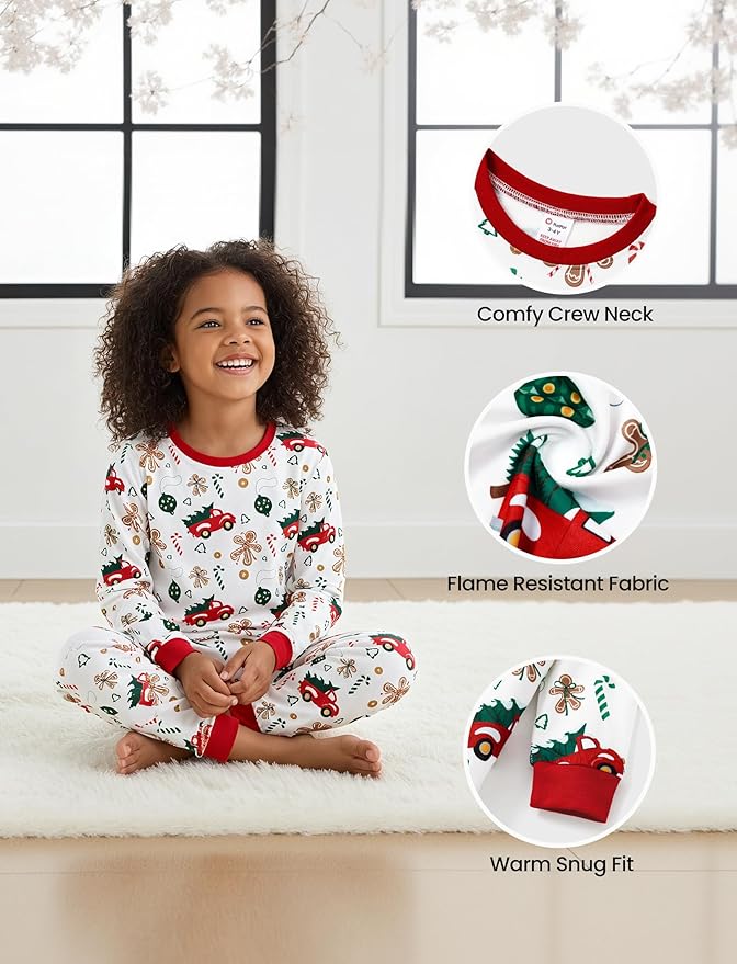 PATPAT Christmas Family Matching Pajama Sets Includes Christmas Socks - Perfect for Family Photos & Holiday Celebrations