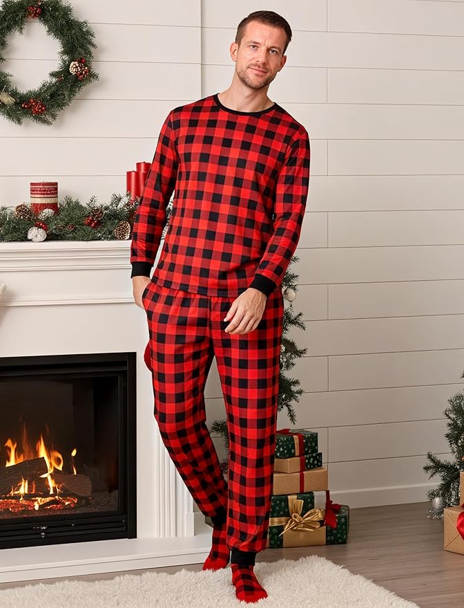 PATPAT Christmas Family Matching Pajama Sets Includes Christmas Socks - Perfect for Family Photos & Holiday Celebrations