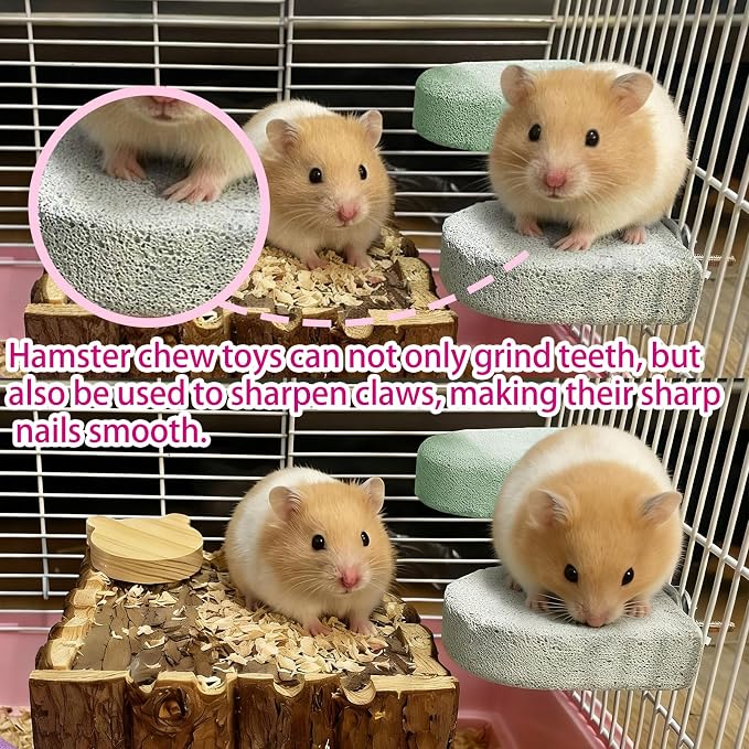 4 Pack Hamster Rat Lava Ledge Platform Teeth Grinding Chewing Toy (S) | Chinchillas Pumice Teeth Grinding Block Perch Stand Jumping Platform Small Animals Cage Accessories for Gerbil Mouse Bird