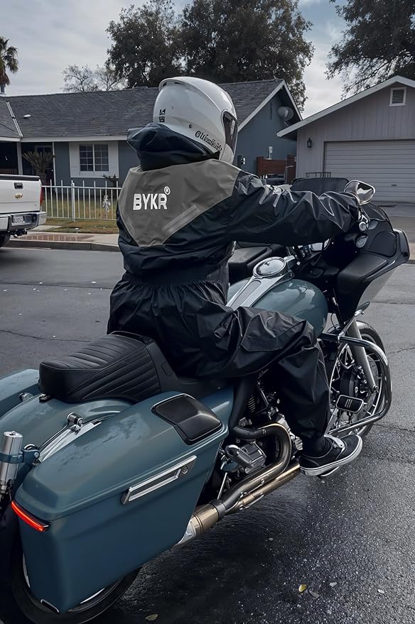 BYKR Waterproof Outdoors Motorcycle Rain Suits for Men & Women Cycling 2-Piece Breathable & Windproof Wet Weather Protection