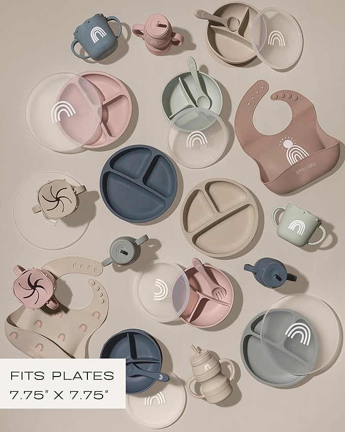 Hippypotamus Lids for Toddler Plates - Fits Silicone Baby Plates 7.75 in. Diameter - BPA Free - Set of 3 (Clear Lids)