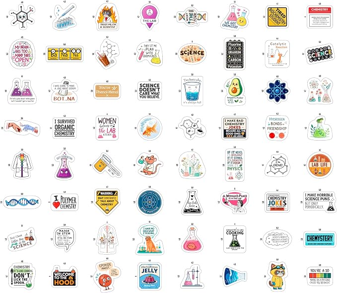 100Pcs Chemistry Stickers for Laptop, for Water Bottle - Funny Chemistry Gifts - Science Party Supplies & Decorations - Gift for Women & Men