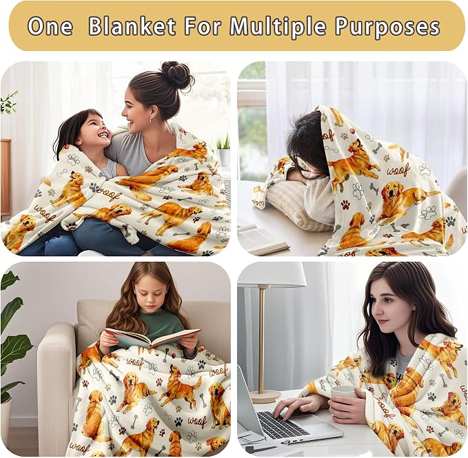 Golden Retriever Blanket Gifts for Girls Women Soft Flannel Golden Retriever Throw Blanket Merch Stuff for Room Decor 50"X40"