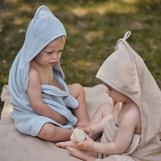 Baby Hooded Towel – Organic Cotton Baby Bath Towels – Baby Towels, Baby Bath Towels for Baby Boy, Baby Girl, 32" x 32" Super-Soft and Absorbent Baby Towels for Newborn (Fog)
