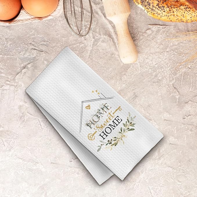 Home Sweet Home Kitchen Towels, Housewarming Gifts for Women Dish Tea Towels for Kitchen Decor, New Home Decorative Hand Towel for Bathroom, 16x24 Inches