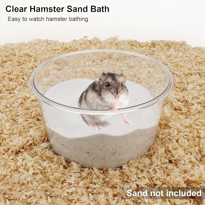 Wontee Hamster Sand Bath Sand Box Container Digging Hamster Bathroom for Hamsters Mice Syrian Hamsters Gerbils Small Animals (Circle- 7.1" x 3.9")