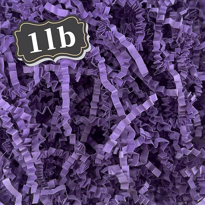 ZEBMOON 1 LB Purple Crinkle Cut Paper Shred Filler Great for Gift Wrapping, Basket Filling, Birthday, Wedding, Halloween, Thanksgiving, Christmas Day, New Year Party Decorations Filling Supplies