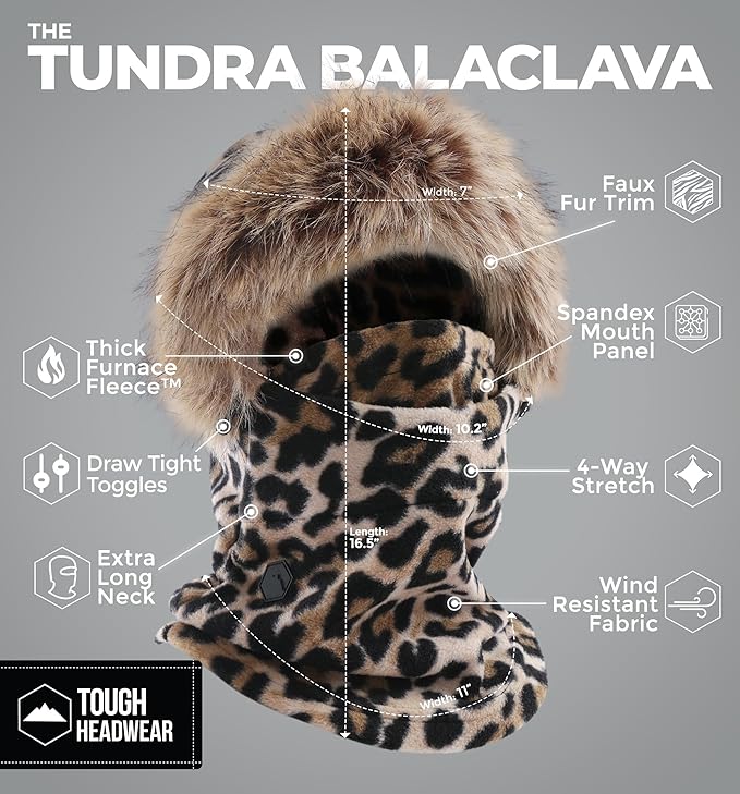 Tough Headwear Fleece Balaclava Ski Mask - Windproof Cold Weather Gear - Hunting Essentials - Ski Mask for Men