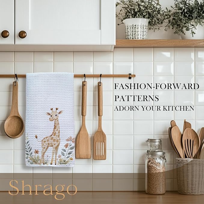 Giraffe Nursery Decor Kitchen Towels, Giraffe Gifts for Women Kids Dish Tea Towels for Kitchen, Animal Lover Gifts Decorative Hand Towel for Kids Bathroom Decor, 16x24 Inch