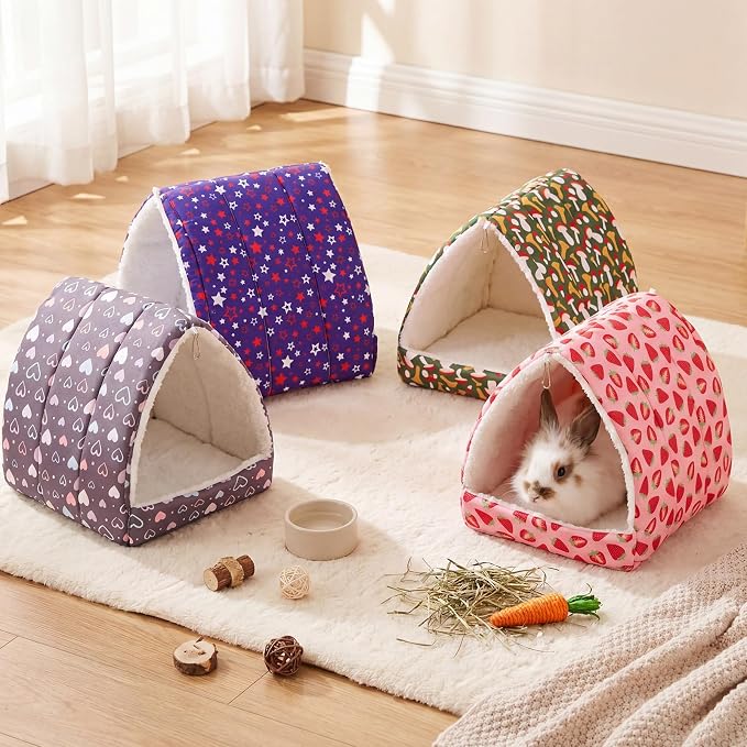 Cinnvoice Guinea Pig Hideout Bed Washable House Cage, Classic, 9.8 in | Soft Tunnel for Hamster Rabbit Bunny Chinchillas Hedgehog Mice Rat, Cozy Hideaway Habitat Accessories, Removable Cushion Pad