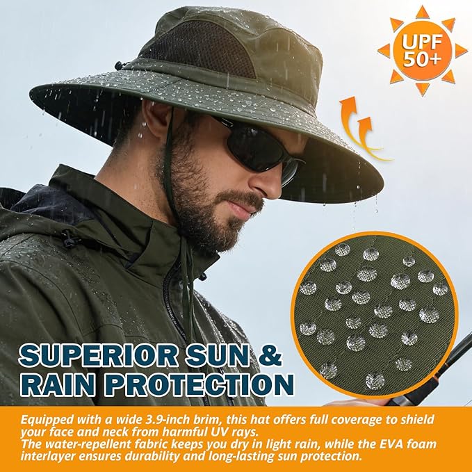 EINSKEY Wide Brim Sun Hat, UPF 50+ UV Protection Waterproof Packable Bucket Hat for Men & Women, Fishing Hiking Beach Garden
