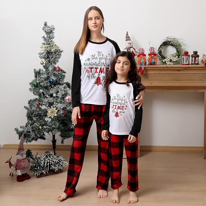 ANGELGGH Matching Christmas Pajamas for Family, Cute Vacation PJs Sets for Couples/Women/Men, Xmas 2 Piece Jammies Sleepwear