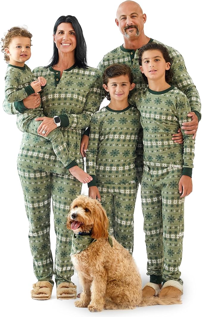 JAMIE Matching Family Jammies Holiday Pajamas 100% Organic Cotton PJs Adults, Kids, Toddlers, Baby, Pets