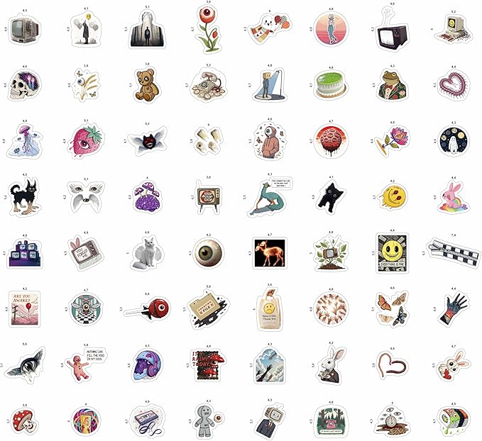 100Pcs Weirdcore Stickers, Weird Stickers for Adults -Weirdcore Stuff, Decor -Psychedelic Decals Waterproof - Gift for Women & Men
