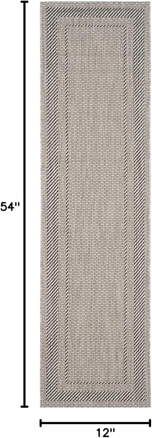 SAFAVIEH Washable Rug Outdoor Courtyard Collection - 9' x 12', Beige & Black, Non-Shedding & Easy Cleaning, Ideal for Patio, Backyard, Mudroom (CY8477-36612)