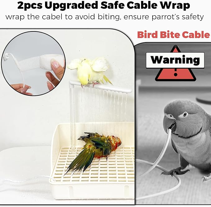 Automatic Parakeet Bird Bath with Pump, Large Bird Shower Fountain | Indoor Bathtub with Running Water, Parrot Bath Tub Faucet for Pet Birds, Cockatiel, African Grey, Budgie, Conure, Lovebird