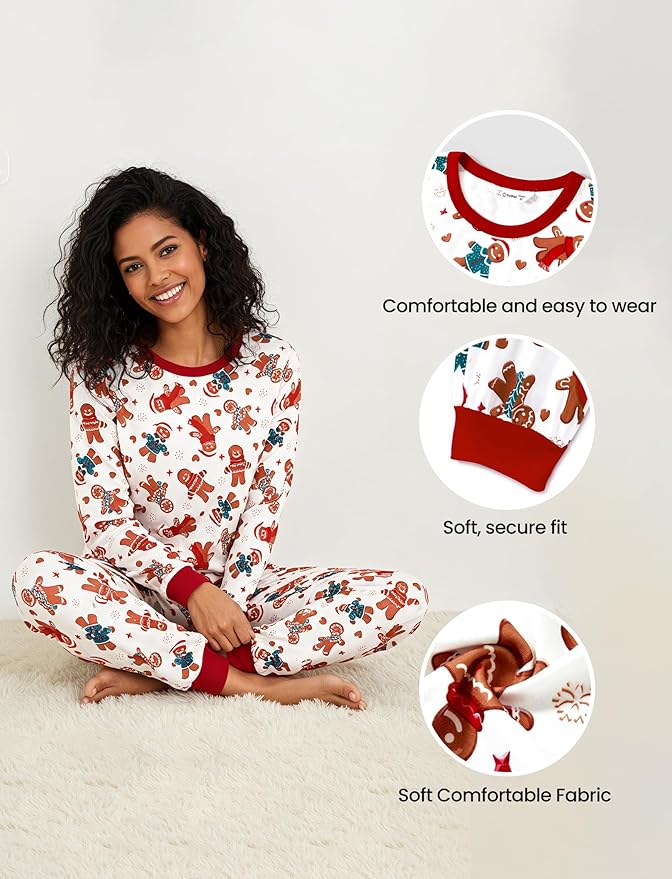 PATPAT Christmas Family Matching Pajama Sets Includes Christmas Socks - Perfect for Family Photos & Holiday Celebrations