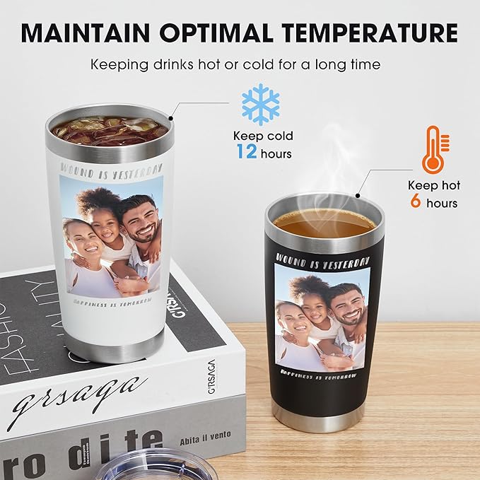 Personalized Custom Tumbler Print in USA 100 Pcs 20oz Stainless Steel Coffee Cup with Lid & Straw Double Wall Insulated Tumbler with Colorful Text Logo Photo