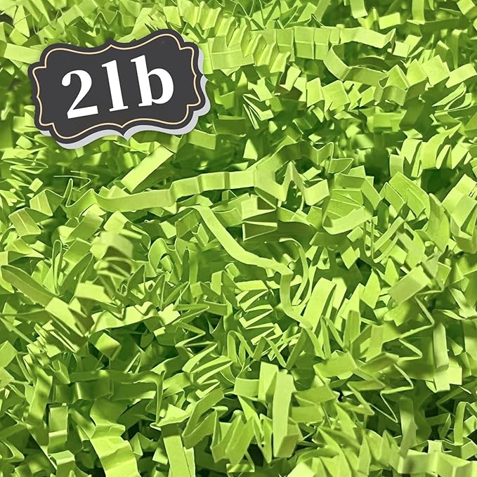 ZEBMOON 2 LB Light Green Crinkle Cut Paper Shred Filler Great for Gift Wrapping, Basket Filling, Birthday, Wedding, Halloween, Thanksgiving, Christmas Day, New Year Party Decorations Filling Supplies