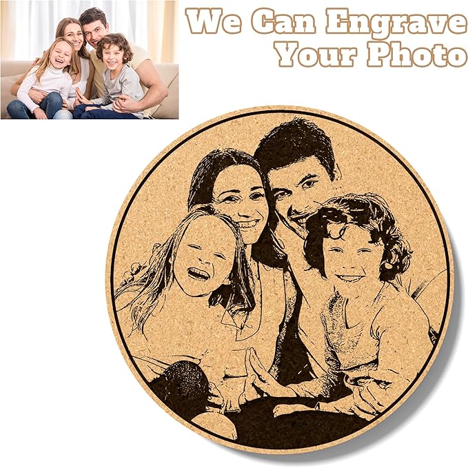 30 Custom Coasters, Personalized Cork Coaster Laser Engraved with Own Design Logo Text, Non-Slip Heat-Resistant Custom Cork Coaster for Wedding, Anniversary, Family Reunion Gifts (Round)
